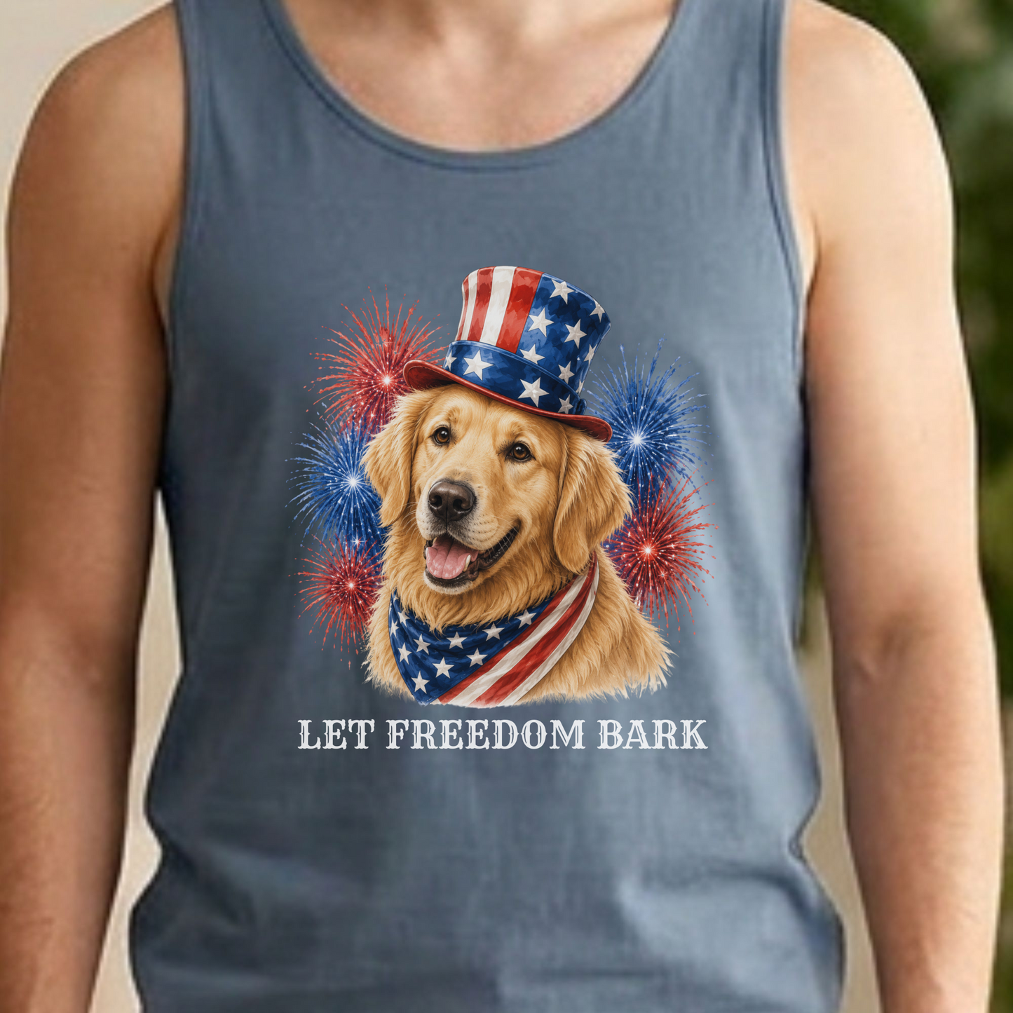 Patriotic Golden Retriever Tank Top