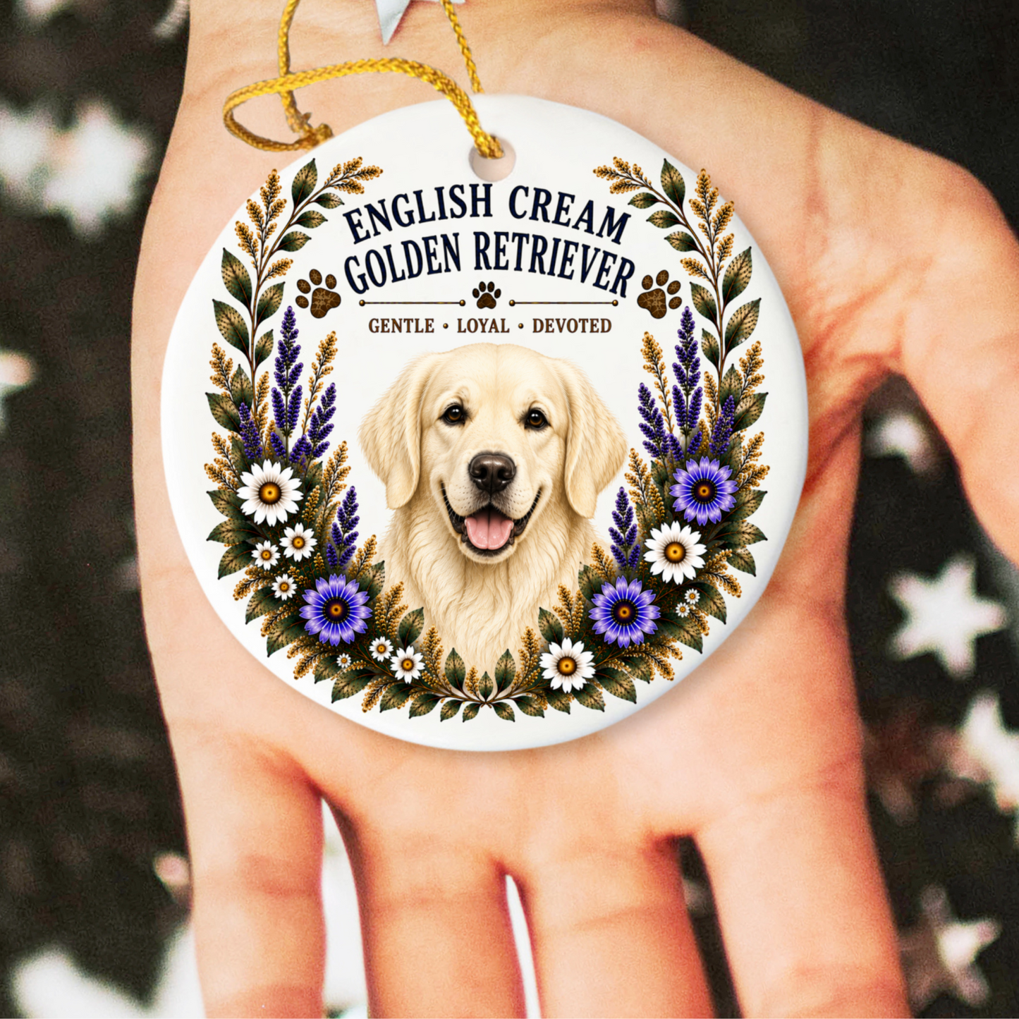 English Cream Golden Retriever Ornament, Golden Retriever Lover Gift, Dog Mom Breed Keepsake