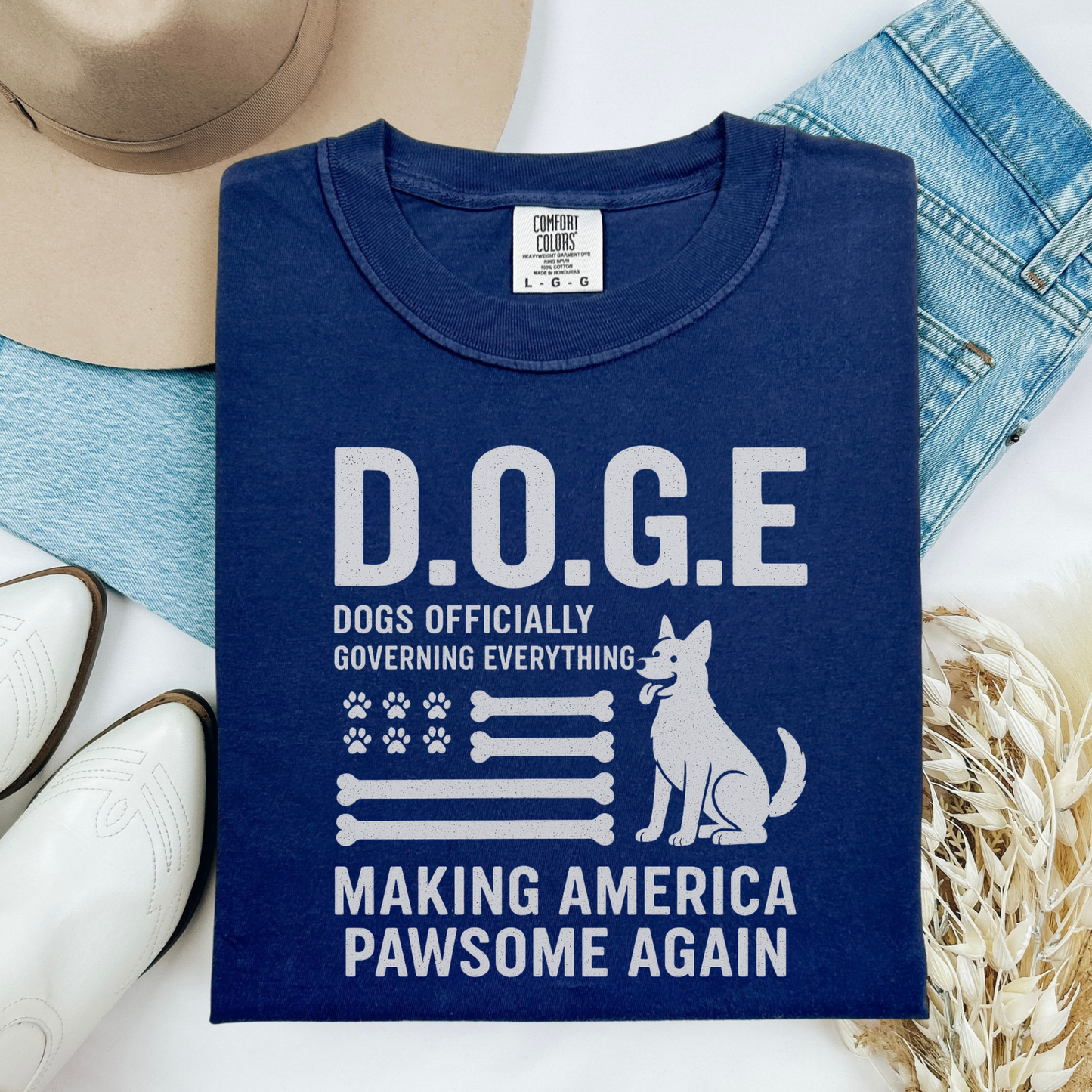 D.O.G.E Funny Dog Lover Shirt, Making America Pawsome Again Tee for Patriotic Pet Owners & Dog Enthusiasts