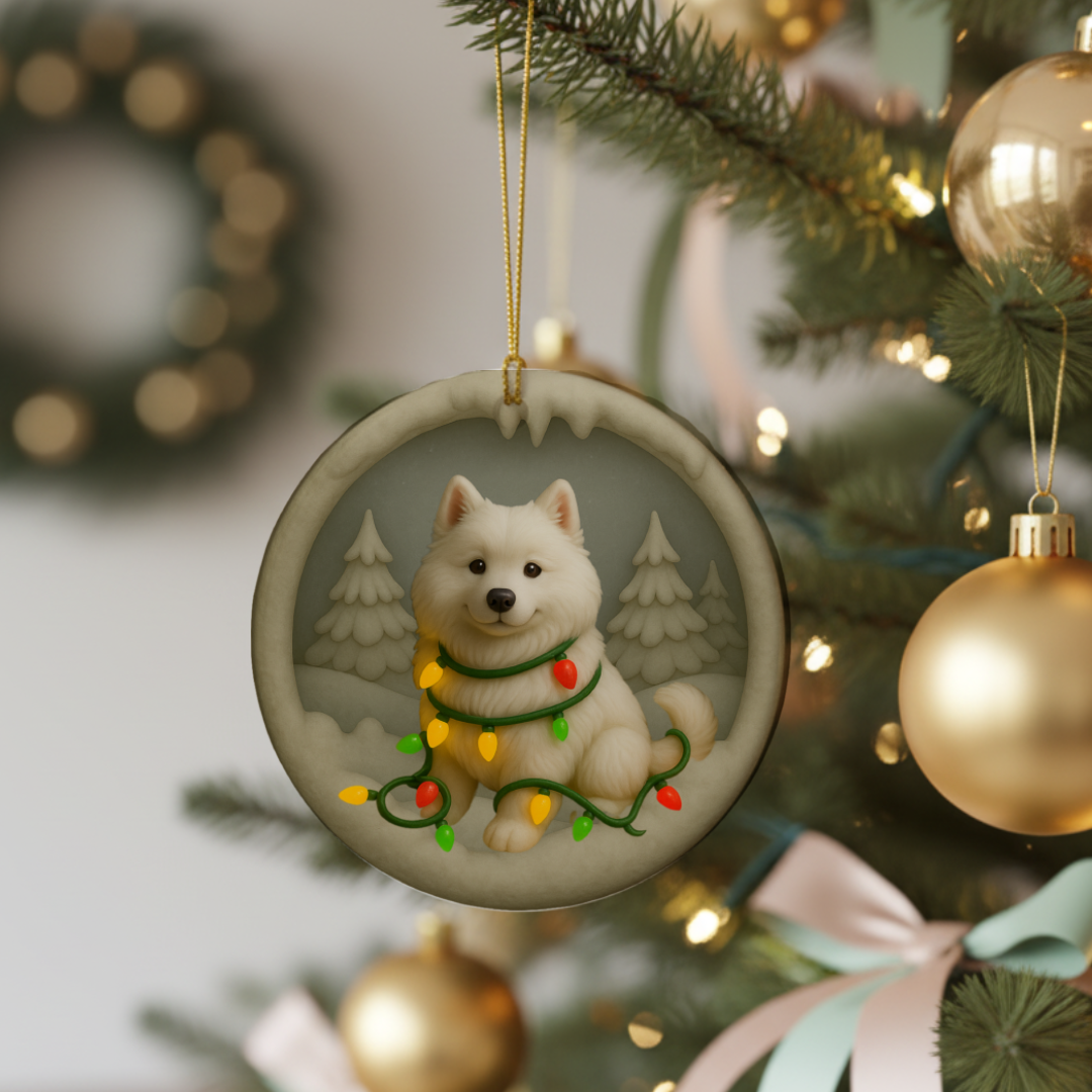 Personalized Samoyed Christmas 3D Clay-Style Dog Keepsake