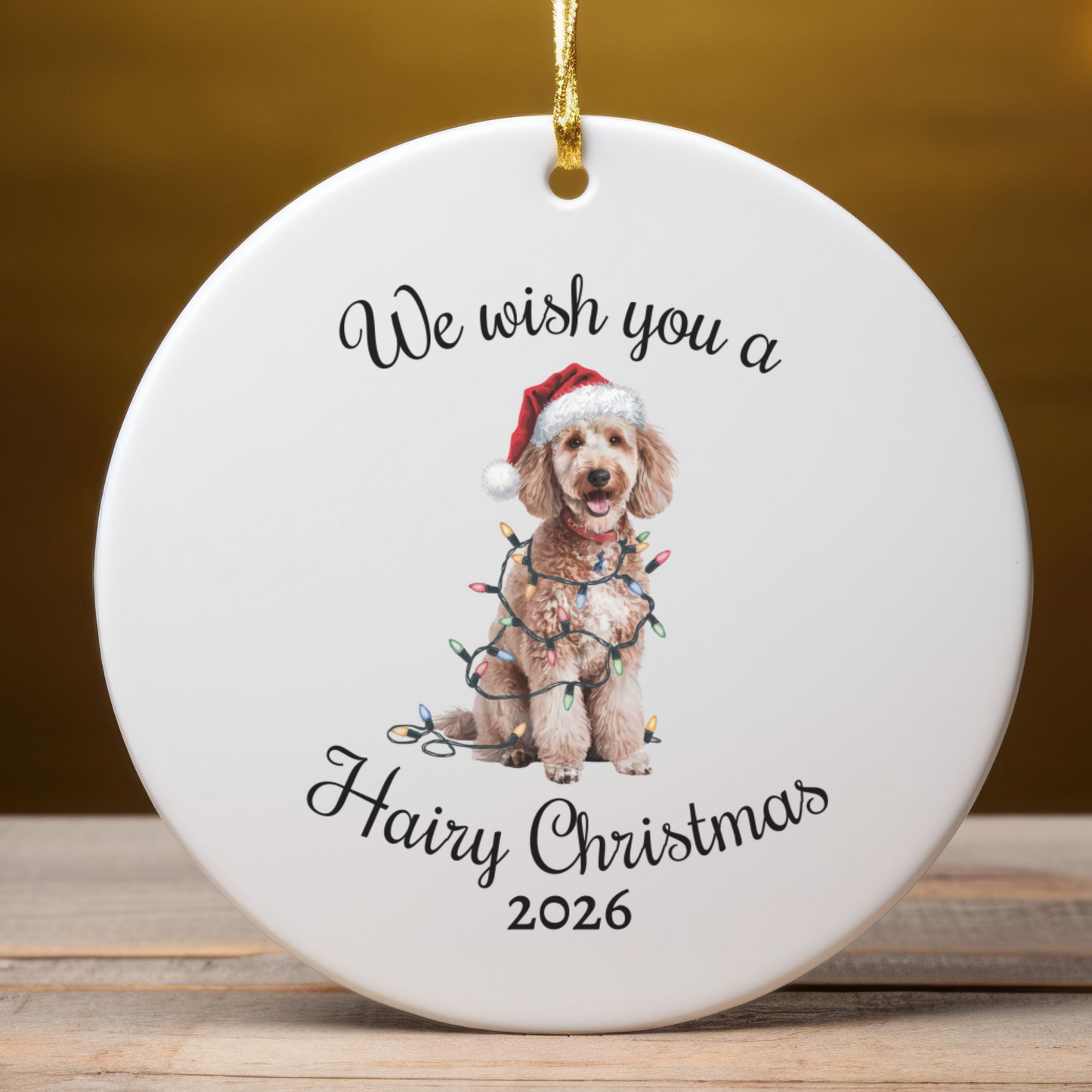 Christmas Poodle Ornament, Christmas Lights Dog Keepsake