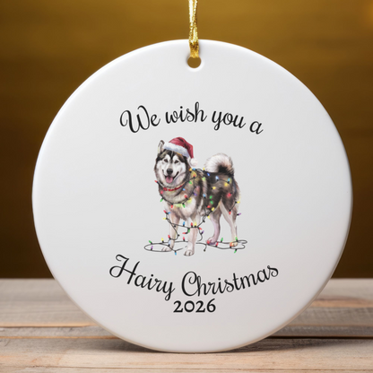 Christmas Alaskan Malamute Ornament, Christmas Lights Dog Keepsake, Christmas Dog, Alaskan Malamute Mom, Gift For Dog Lover