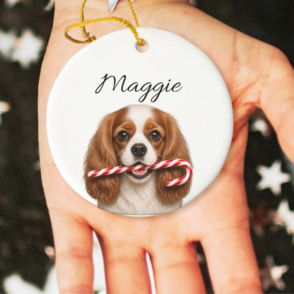 Personalized Blenheim Cavalier Candy Cane Ornament