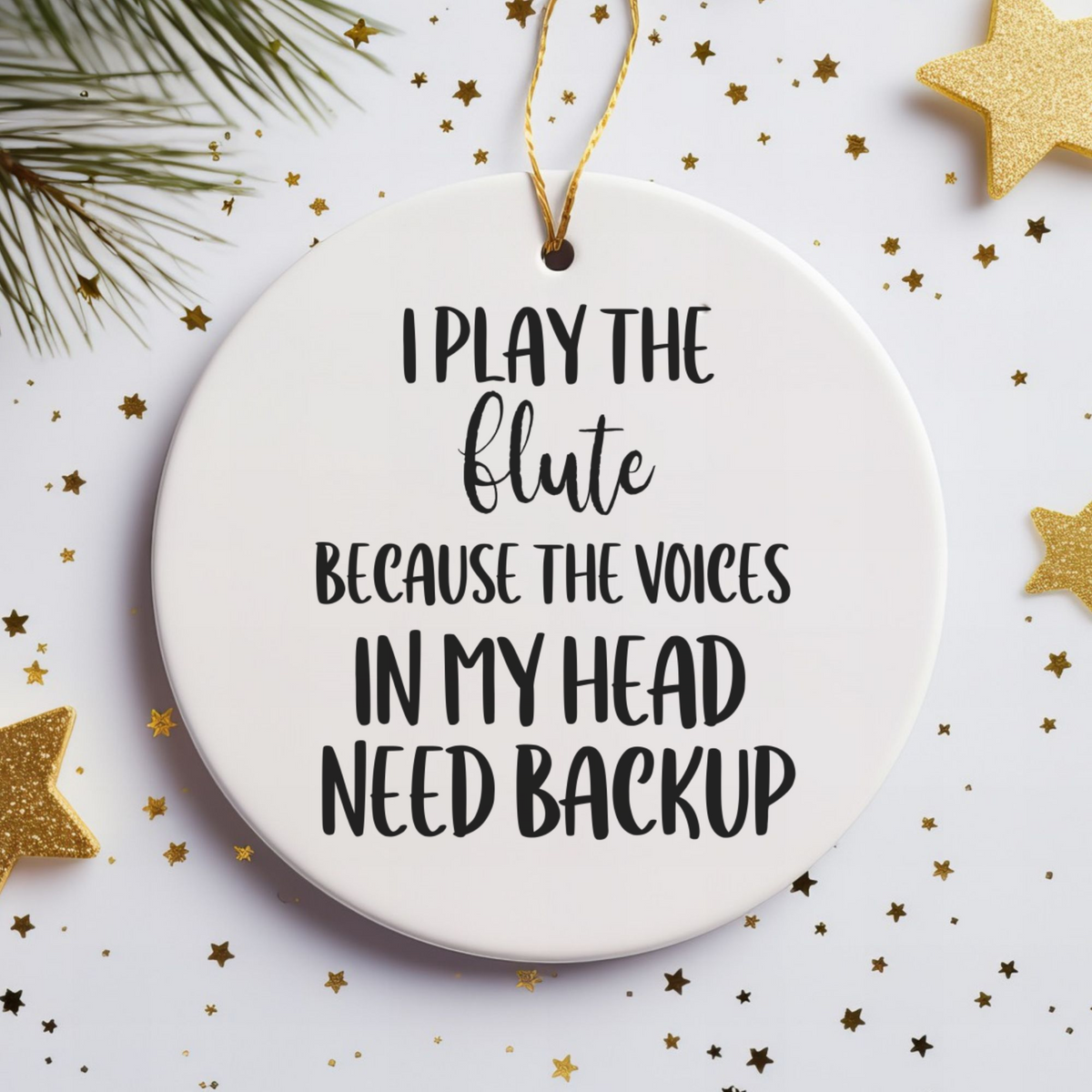 Gift for Flute Player, Ceramic Musician Ornament