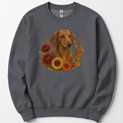 Red Dachshund Autumn Floral Sweatshirt