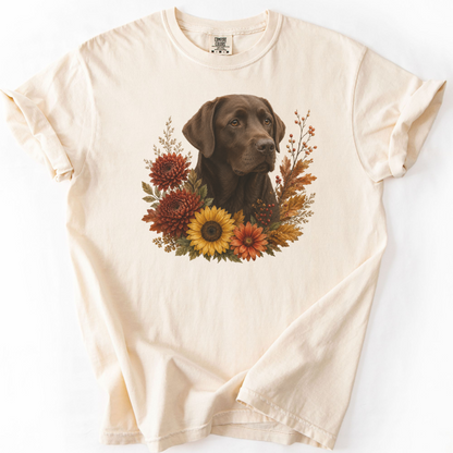 Chocolate Labrador Autumn Floral Shirt