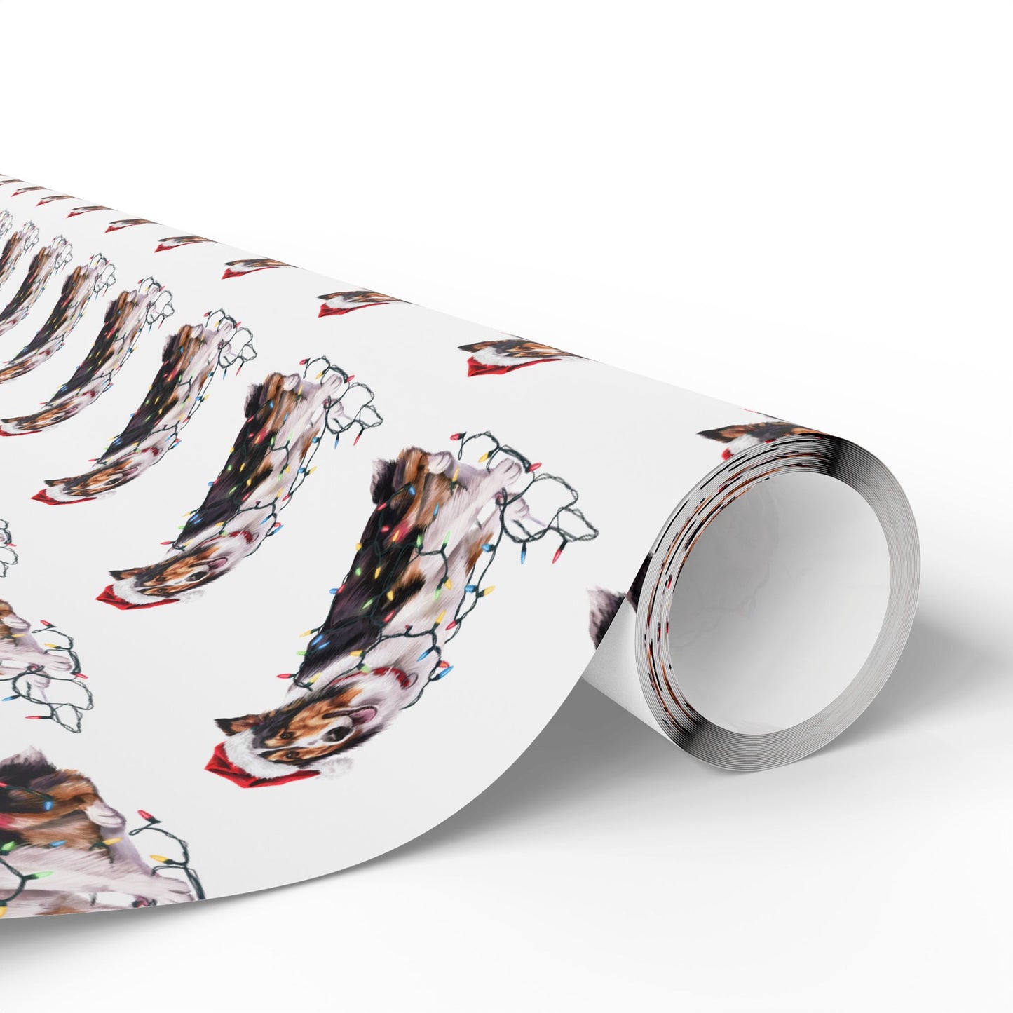 Collie Christmas Lights Wrapping Paper