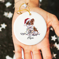 Load image into Gallery viewer, Papillon Personalized Ornament, Custom Dog Keepsake
