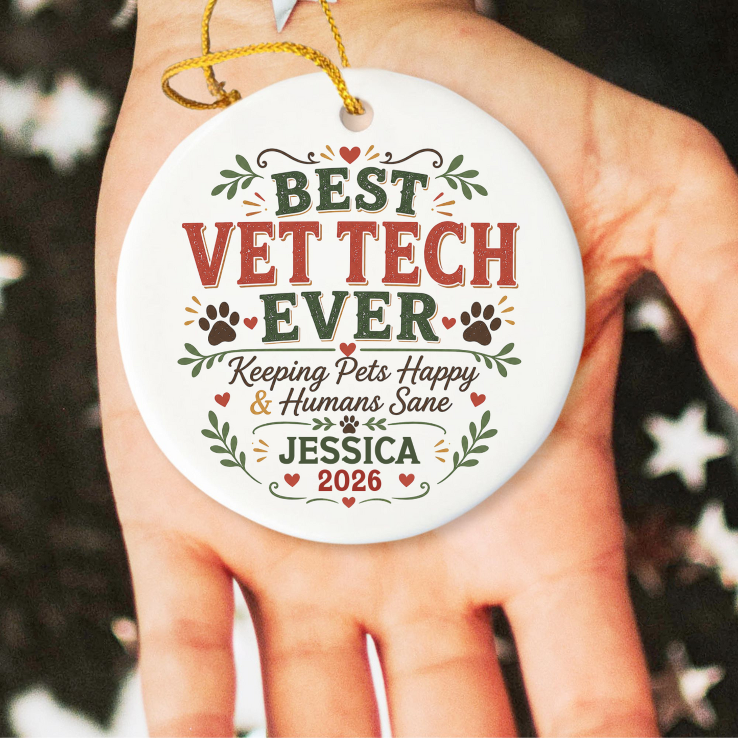 Personalized Vet Tech Ornament, Veterinary Technician Gift, Vet Tech Christmas Gift, Custom Name Ornament