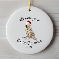 Load image into Gallery viewer, English Cream Golden Retriever Ornament 2025, We Wish You a Hairy Christmas Ornament, Funny Dog Lover Gift, Holiday Pet Keepsake
