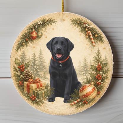 Custom Dog Photo Ornament, Personalized Name and Year, Double Sided Christmas Ornament