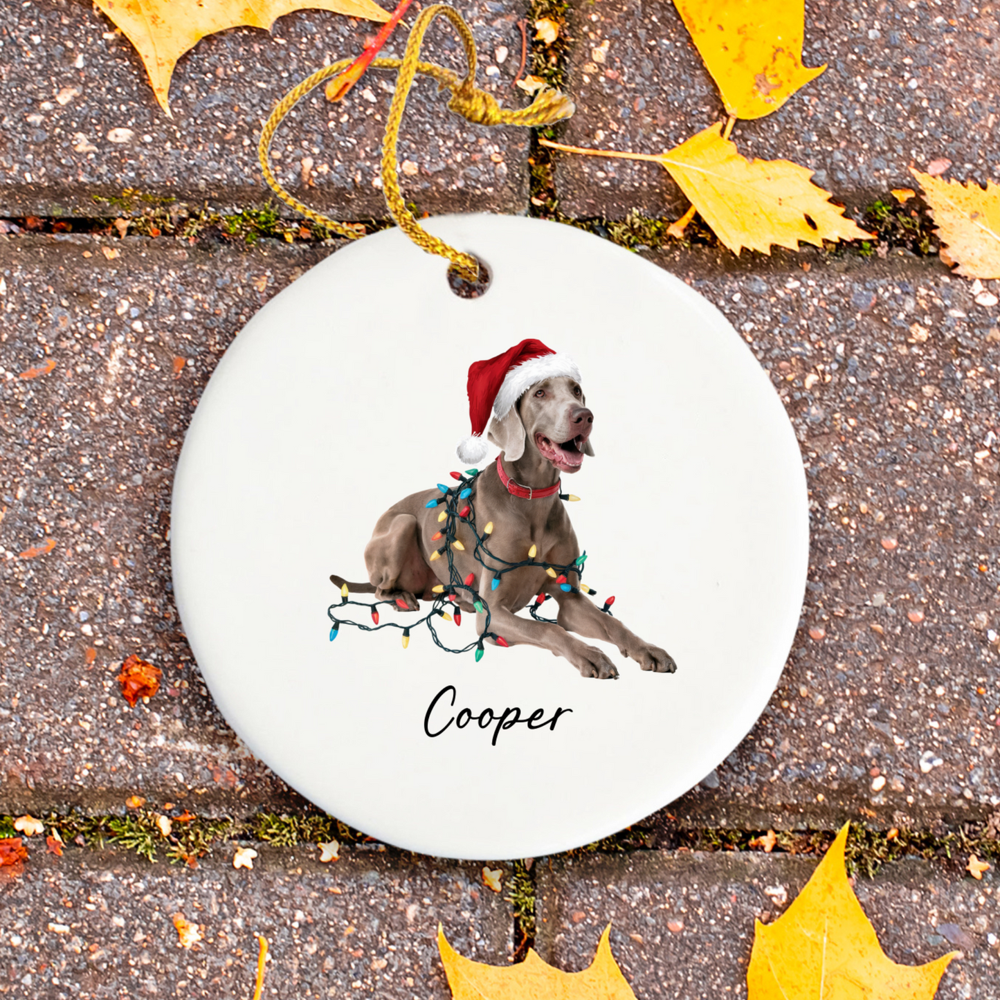 Weimaraner Ornament, Personalized Christmas Dog Gift