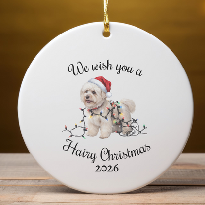 Bichon Frise Christmas Ornament, Personalized Ceramic Keepsake, Gift for Dog Lovers, Cute Bichon Dog Decor, Holiday Tree Decoration