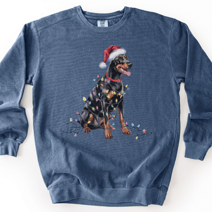 Doberman Christmas Lights Sweatshirt