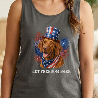 Vizsla Tank Top, Patriotic Let Freedom Bark