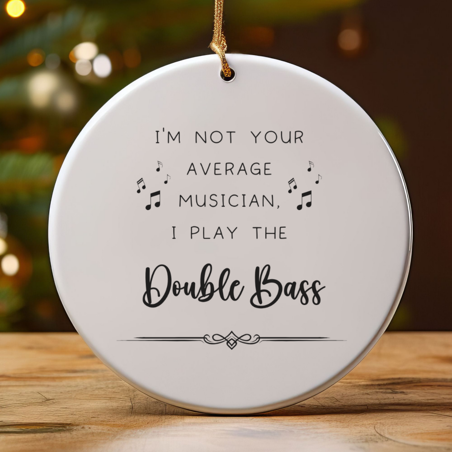 Funny Double Bass Ornament Musician Christmas Gift Orchestra Bass Player Decor