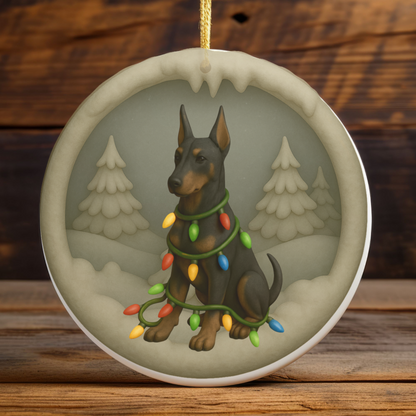 Personalized Doberman Christmas 3D Clay-Style Ornament