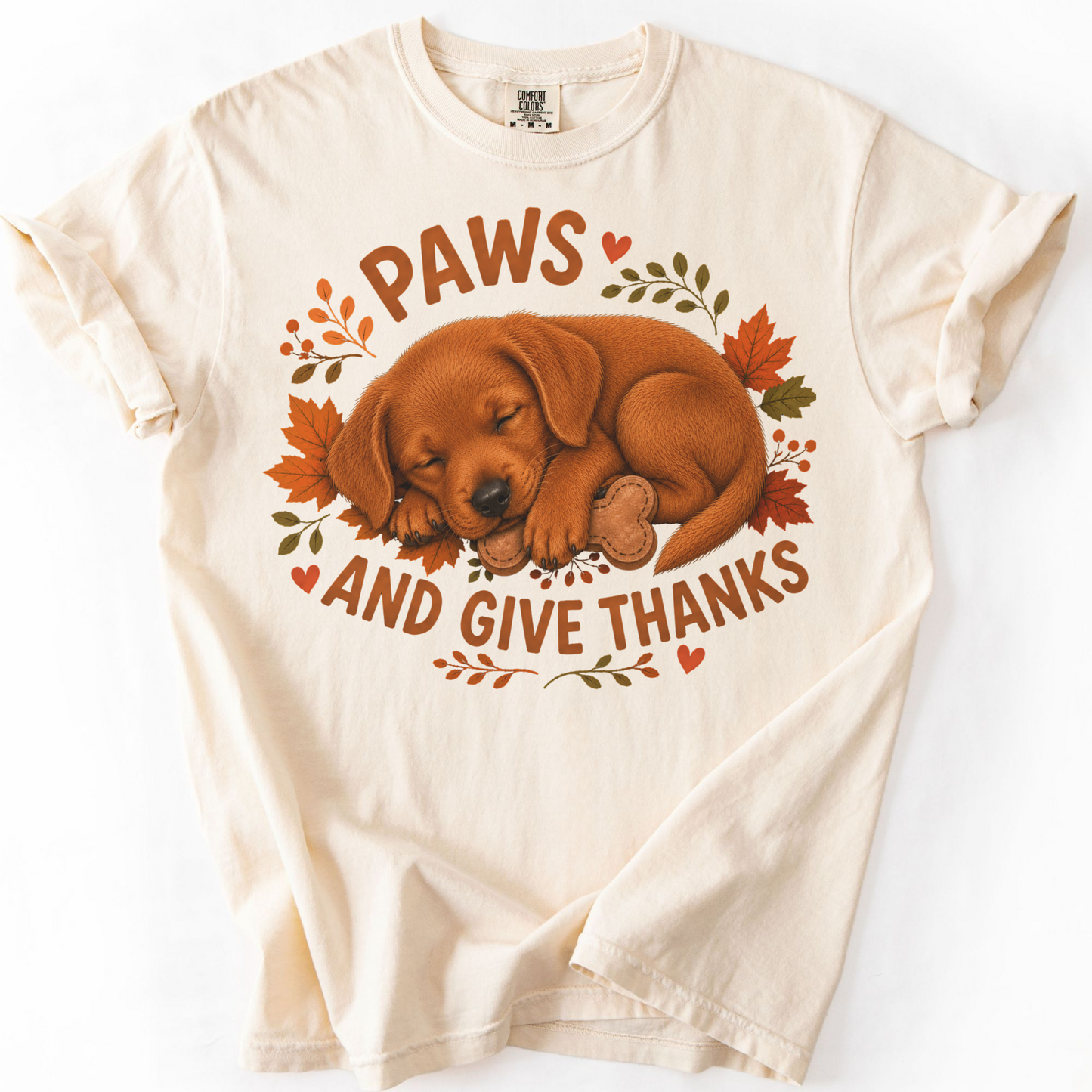 Fox Red Lab Thanksgiving Shirt, Paws Give Thanks Tee, Fall Labrador Retriever Lover Gift