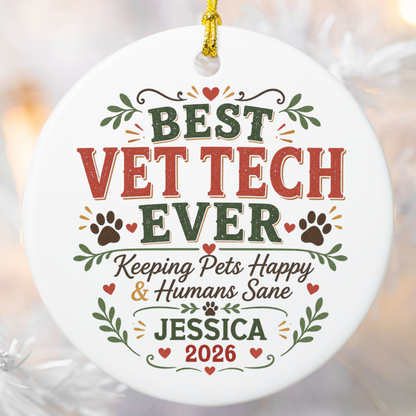 Personalized Vet Tech Ornament, Veterinary Technician Gift, Vet Tech Christmas Gift, Custom Name Ornament