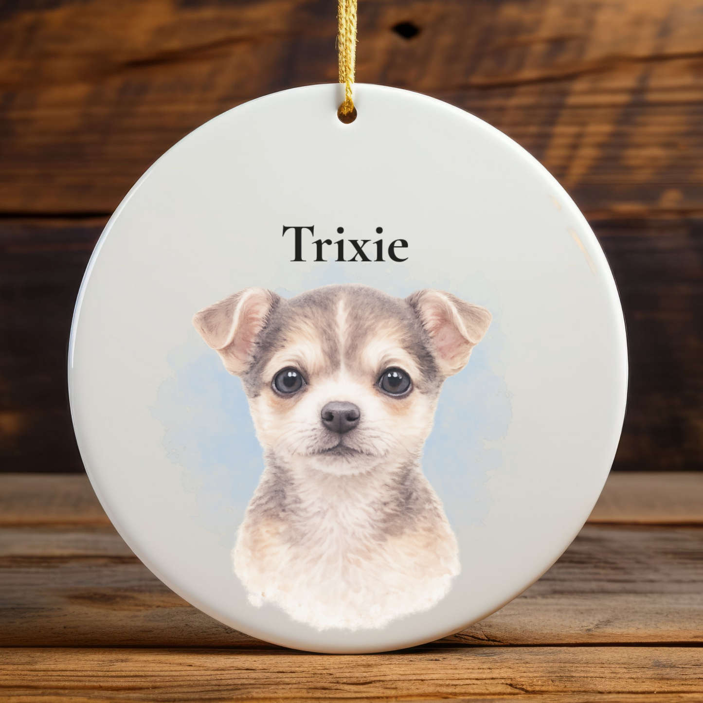 Personalized Watercolor Pet Ornament Custom Dog Cat Photo Christmas Gift