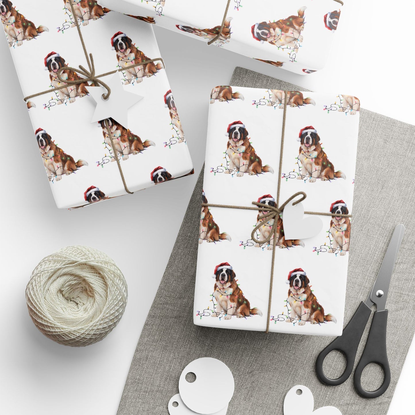Saint Bernard Christmas Lights Wrapping Paper