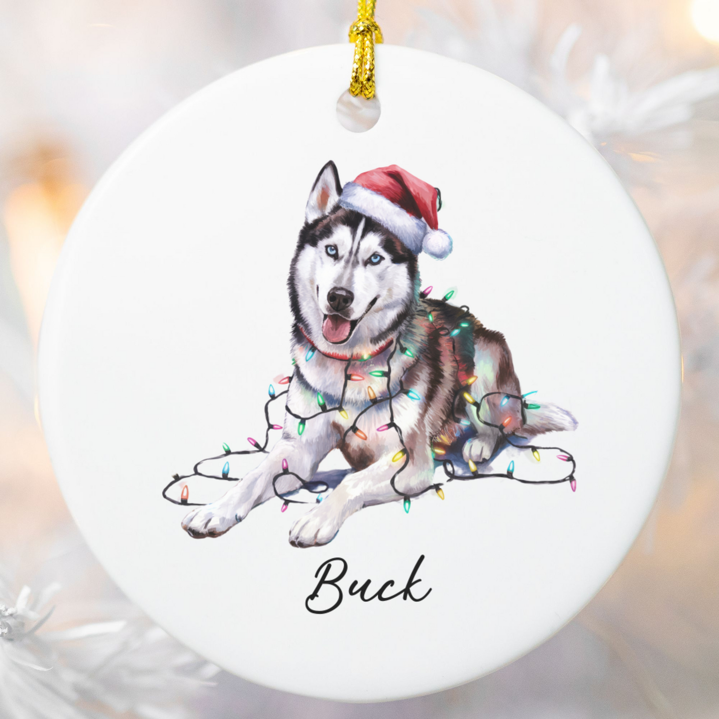 Siberian Husky Ornament Personalized Pet Gift, Custom Christmas Tree Decor