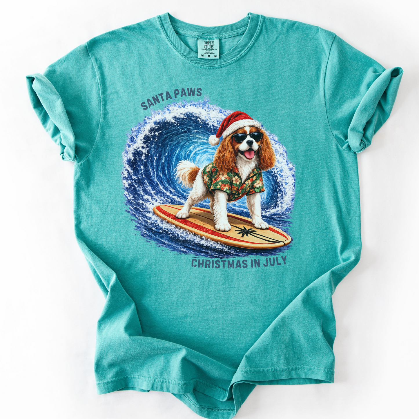Christmas in July Gift for Blenheim Cavalier Lovers, Santa Paws Beach Shirt