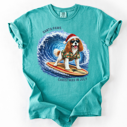 Christmas in July Gift for Blenheim Cavalier Lovers, Santa Paws Beach Shirt