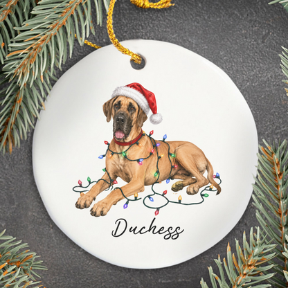 Personalized Fawn Great Dane Christmas Ornament, Festive Dog Keepsake