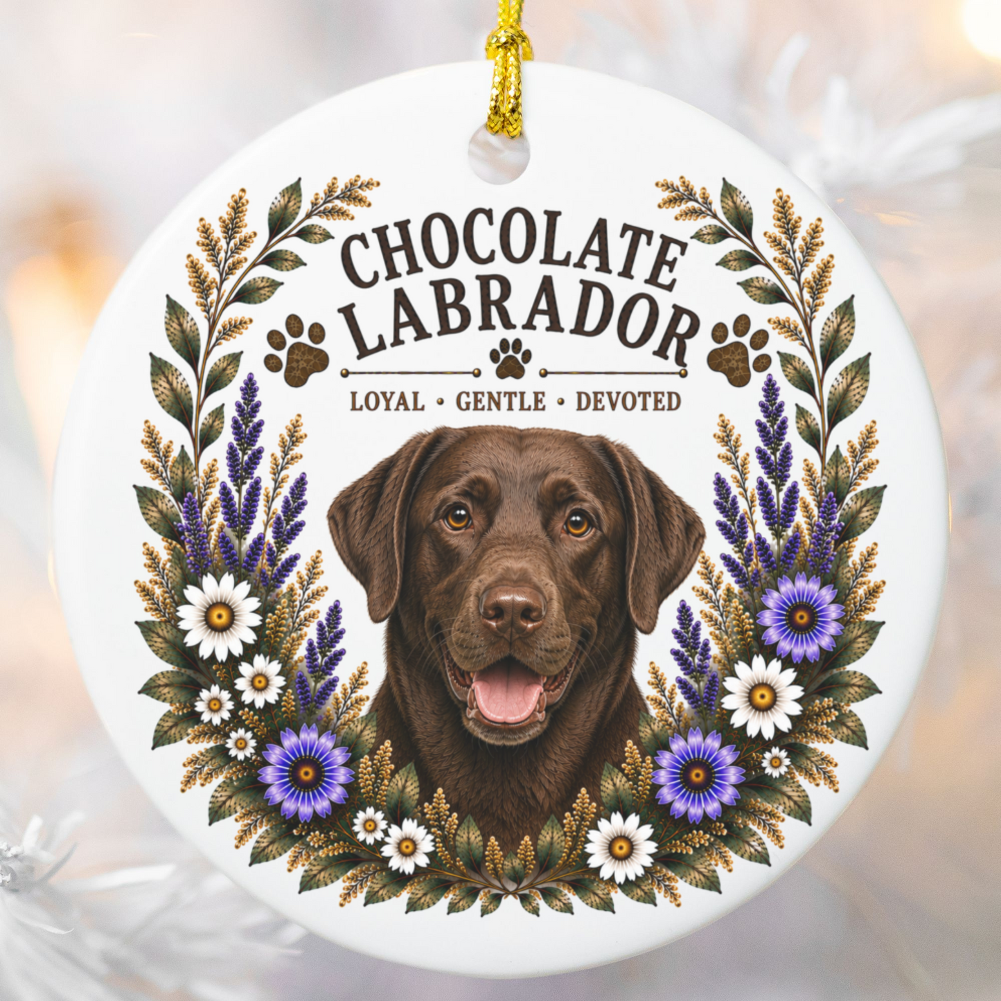 Chocolate Lab Loyal • Gentle • Devoted Ornament