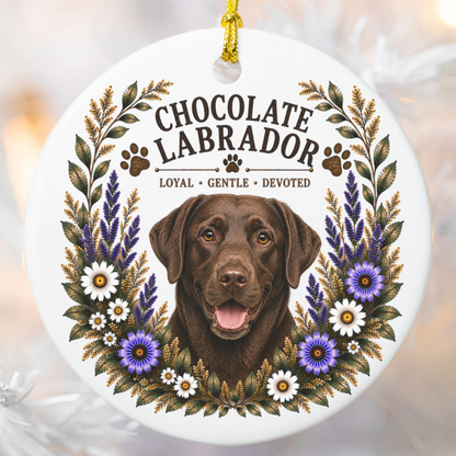 Chocolate Lab Loyal • Gentle • Devoted Ornament