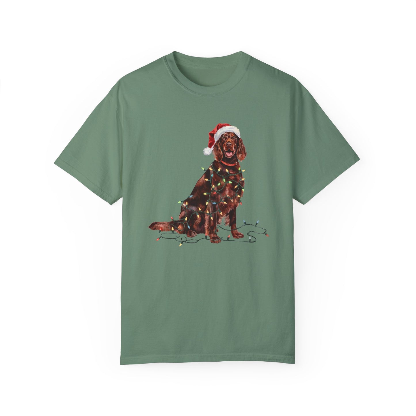 Christmas Irish Setter Shirt, Christmas Lights Dog Tee, Christmas Dog Tee, Irish Setter Mom Tshirt, Gift for Dog Lover, Irish Setter