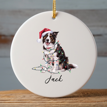Personalized Border Collie Christmas Ornament, Festive Dog Lover Ceramic Keepsake