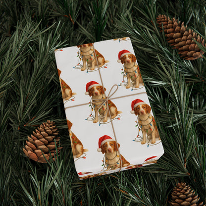 Brittany Spaniel Christmas Lights Wrapping Paper
