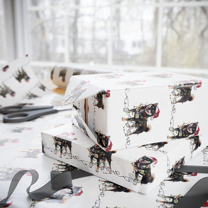 Black Shiba Inu Christmas Lights Wrapping Paper