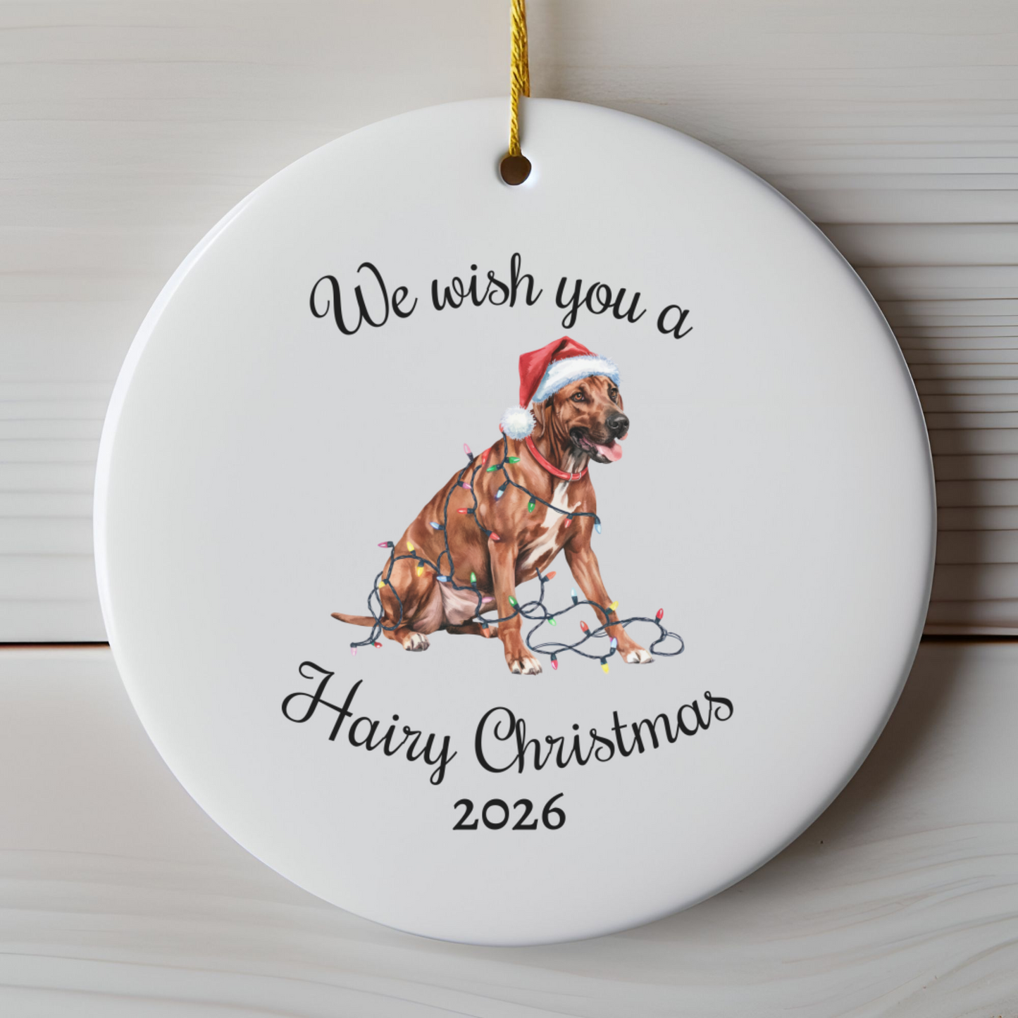 Christmas Rhodesian Ridgeback Ornament, Christmas Lights Dog Keepsake