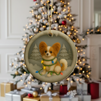 Personalized Papillon Christmas 3D Clay-Style Dog Keepsake