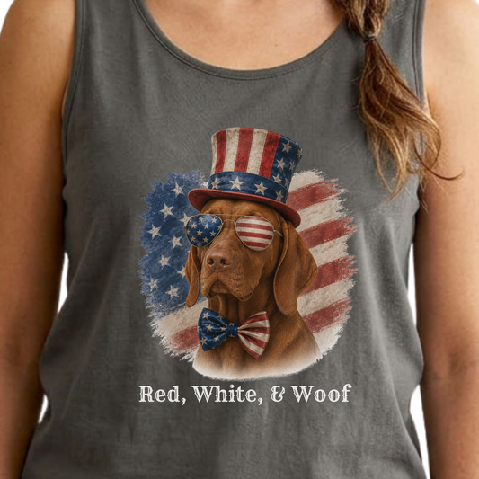 Patriotic Vizsla Tank Top, Red White & Woof