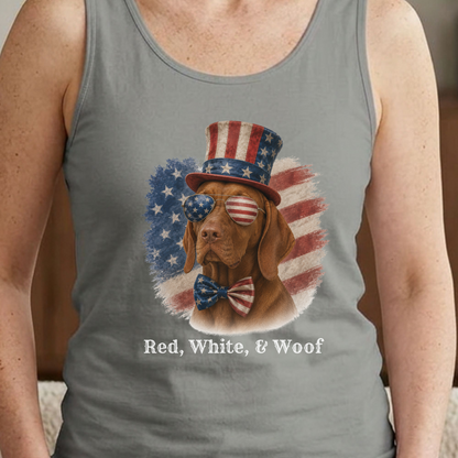 Patriotic Vizsla Tank Top, Red White & Woof