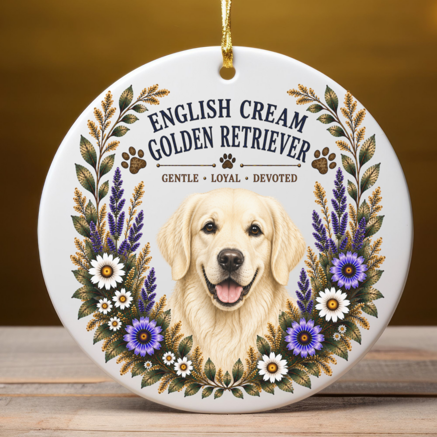 English Cream Golden Retriever Ornament, Golden Retriever Lover Gift, Dog Mom Breed Keepsake