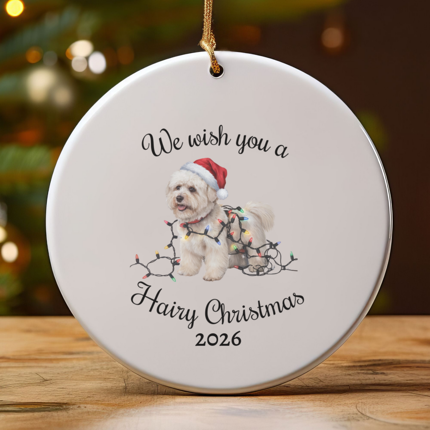 Bichon Frise Christmas Ornament, Personalized Ceramic Keepsake, Gift for Dog Lovers, Cute Bichon Dog Decor, Holiday Tree Decoration