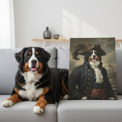 Custom Pet Pirate Portrait, Personalized Renaissance Dog or Cat Canvas