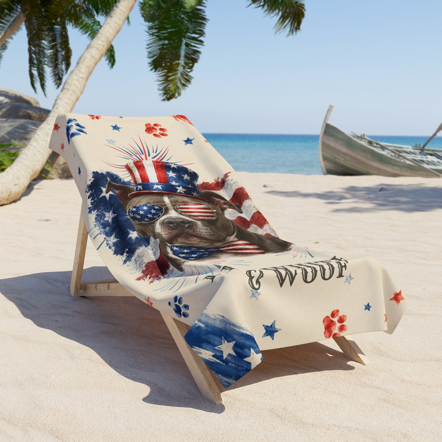 Pitbull Patriotic Beach Towel