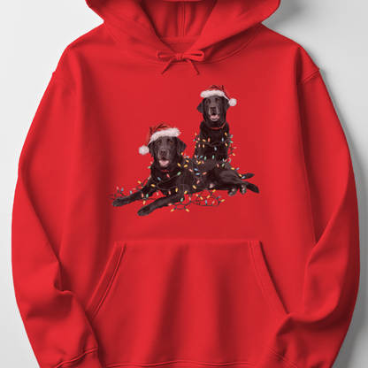 Black Lab Christmas Hoodie with Lights, Holiday Dog Lover Sweatshirt