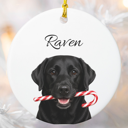 Personalized Black Lab Ornament, Custom Dog Name Christmas Ornament, Labrador Retriever Gift, Dog Lover Gift