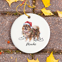 Load image into Gallery viewer, Personalized Pomeranian Ornament, Custom Ceramic Pet Keepsake
