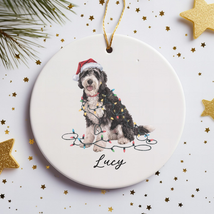Personalized Labradoodle Ornament Custom Dog Keepsake Ceramic Holiday Decoration Pet Gift