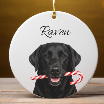 Personalized Black Lab Ornament, Custom Dog Name Christmas Ornament, Labrador Retriever Gift, Dog Lover Gift