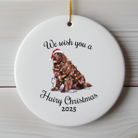 Load image into Gallery viewer, Christmas Brown Newfoundland Ornament, Christmas Lights Dog Keepsake
