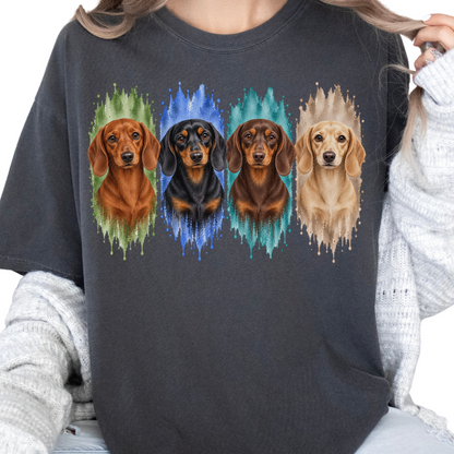 Dachshund Shirt, Red Black Tan Chocolate Cream Doxie Dog Mom Gift